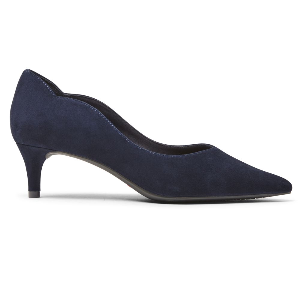 Rockport Women's Total Motion Noelle Scalloped-Back Heel Pumps - Navy - USA (1362AXVSP)